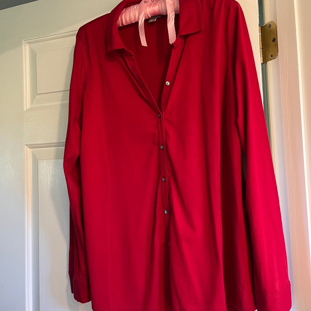J Jill Red Long Sleeve Top